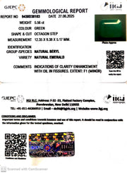 5.56/CT Natural Panna Stone with Govt. Lab Certificate (8991)